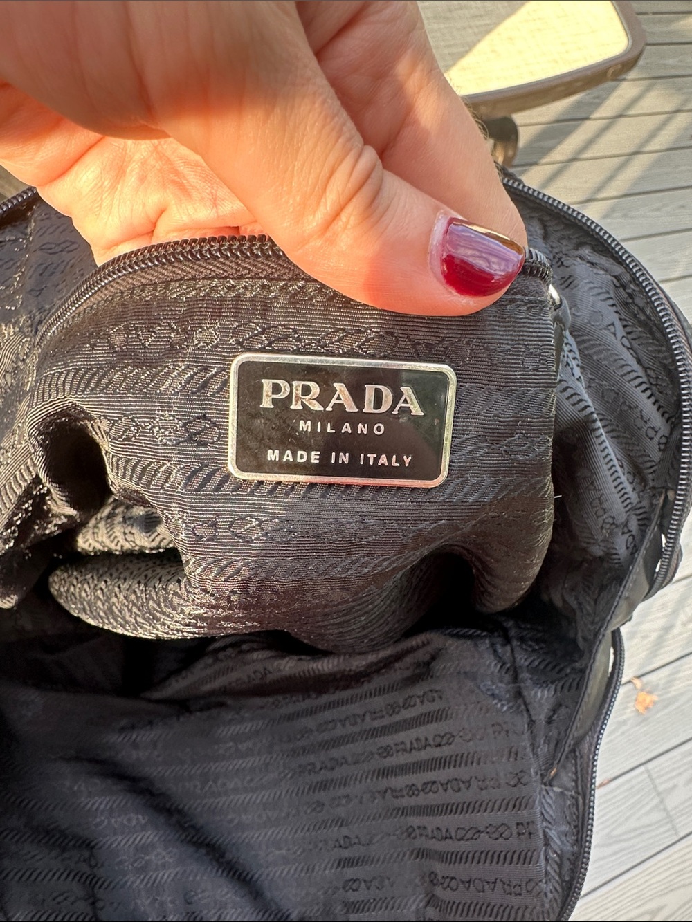 PRADA Tessuto Nylon Black Business Tote Bag Authentic with Silver Hardware - Picture 15 of 16